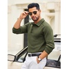 image:imageCOOFANDY Mens Knit Polo Sweater Long Sleeve Polo Collared Sweaters Hidden Button Casual Pullover SweaterArmy Green