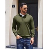 image:imageCOOFANDY Mens Knit Polo Sweater Long Sleeve Polo Collared Sweaters Hidden Button Casual Pullover SweaterArmy Green