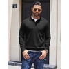 image:imageCOOFANDY Mens Knit Polo Sweater Long Sleeve Polo Collared Sweaters Hidden Button Casual Pullover SweaterBlack
