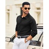 image:imageCOOFANDY Mens Knit Polo Sweater Long Sleeve Polo Collared Sweaters Hidden Button Casual Pullover SweaterBlack