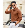 image:imageCOOFANDY Mens Knit Polo Sweater Long Sleeve Polo Collared Sweaters Hidden Button Casual Pullover SweaterBrown