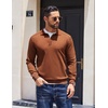 image:imageCOOFANDY Mens Knit Polo Sweater Long Sleeve Polo Collared Sweaters Hidden Button Casual Pullover SweaterBrown