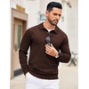 image:imageCOOFANDY Mens Knit Polo Sweater Long Sleeve Polo Collared Sweaters Hidden Button Casual Pullover SweaterCoffee