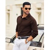 image:imageCOOFANDY Mens Knit Polo Sweater Long Sleeve Polo Collared Sweaters Hidden Button Casual Pullover SweaterCoffee