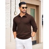 image:imageCOOFANDY Mens Knit Polo Sweater Long Sleeve Polo Collared Sweaters Hidden Button Casual Pullover SweaterCoffee