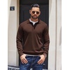 image:imageCOOFANDY Mens Knit Polo Sweater Long Sleeve Polo Collared Sweaters Hidden Button Casual Pullover SweaterCoffee