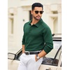 image:imageCOOFANDY Mens Knit Polo Sweater Long Sleeve Polo Collared Sweaters Hidden Button Casual Pullover SweaterDark Green