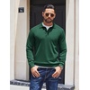 image:imageCOOFANDY Mens Knit Polo Sweater Long Sleeve Polo Collared Sweaters Hidden Button Casual Pullover SweaterDark Green