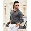 image:imageCOOFANDY Mens Knit Polo Sweater Long Sleeve Polo Collared Sweaters Hidden Button Casual Pullover SweaterDark Grey