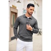 image:imageCOOFANDY Mens Knit Polo Sweater Long Sleeve Polo Collared Sweaters Hidden Button Casual Pullover SweaterDark Grey