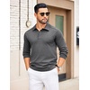image:imageCOOFANDY Mens Knit Polo Sweater Long Sleeve Polo Collared Sweaters Hidden Button Casual Pullover SweaterDark Grey