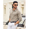 image:imageCOOFANDY Mens Knit Polo Sweater Long Sleeve Polo Collared Sweaters Hidden Button Casual Pullover SweaterKhaki