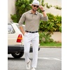 image:imageCOOFANDY Mens Knit Polo Sweater Long Sleeve Polo Collared Sweaters Hidden Button Casual Pullover SweaterKhaki