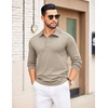image:imageCOOFANDY Mens Knit Polo Sweater Long Sleeve Polo Collared Sweaters Hidden Button Casual Pullover SweaterKhaki