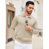 image:imageCOOFANDY Mens Knit Polo Sweater Long Sleeve Polo Collared Sweaters Hidden Button Casual Pullover SweaterLight Khaki
