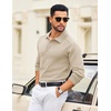 image:imageCOOFANDY Mens Knit Polo Sweater Long Sleeve Polo Collared Sweaters Hidden Button Casual Pullover SweaterLight Khaki