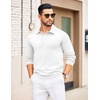 image:imageCOOFANDY Mens Knit Polo Sweater Long Sleeve Polo Collared Sweaters Hidden Button Casual Pullover SweaterWhite