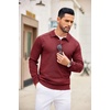 image:imageCOOFANDY Mens Knit Polo Sweater Long Sleeve Polo Collared Sweaters Hidden Button Casual Pullover SweaterWine Red