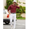 image:imageCOOFANDY Mens Knit Polo Sweater Long Sleeve Polo Collared Sweaters Hidden Button Casual Pullover SweaterWine Red