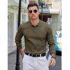 image:imageCOOFANDY Mens Knit Polo Sweater Long Sleeve Polos Lightweight Casual Dress Pullover SweatersArmy Green