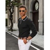 image:imageCOOFANDY Mens Knit Polo Sweater Long Sleeve Polos Lightweight Casual Dress Pullover SweatersBlack  White