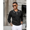 image:imageCOOFANDY Mens Knit Polo Sweater Long Sleeve Polos Lightweight Casual Dress Pullover SweatersBlack  White