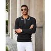 image:imageCOOFANDY Mens Knit Polo Sweater Long Sleeve Polos Lightweight Casual Dress Pullover SweatersBlack  White