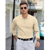 image:imageCOOFANDY Mens Knit Polo Sweater Long Sleeve Polos Lightweight Casual Dress Pullover SweatersChampagne