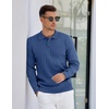 image:imageCOOFANDY Mens Knit Polo Sweater Long Sleeve Polos Lightweight Casual Dress Pullover SweatersDemin Blue