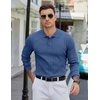image:imageCOOFANDY Mens Knit Polo Sweater Long Sleeve Polos Lightweight Casual Dress Pullover SweatersDemin Blue