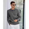 image:imageCOOFANDY Mens Knit Polo Sweater Long Sleeve Polos Lightweight Casual Dress Pullover SweatersGrey