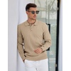 image:imageCOOFANDY Mens Knit Polo Sweater Long Sleeve Polos Lightweight Casual Dress Pullover SweatersKhaki