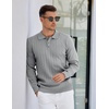 image:imageCOOFANDY Mens Knit Polo Sweater Long Sleeve Polos Lightweight Casual Dress Pullover SweatersLight Grey