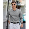 image:imageCOOFANDY Mens Knit Polo Sweater Long Sleeve Polos Lightweight Casual Dress Pullover SweatersLight Grey