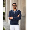 image:imageCOOFANDY Mens Knit Polo Sweater Long Sleeve Polos Lightweight Casual Dress Pullover SweatersNavy  White