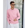 image:imageCOOFANDY Mens Knit Polo Sweater Long Sleeve Polos Lightweight Casual Dress Pullover SweatersPink