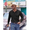 image:imageCOOFANDY Mens Knit Polo Sweater Long Sleeve Quarter Button Polo Shirts Casual Ribbed Collared Shirt Golf Pullover SweatersBlack