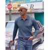 image:imageCOOFANDY Mens Knit Polo Sweater Long Sleeve Quarter Button Polo Shirts Casual Ribbed Collared Shirt Golf Pullover SweatersDark Blue