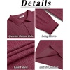 image:imageCOOFANDY Mens Knit Polo Sweater Long Sleeve Quarter Button Polo Shirts Casual Ribbed Collared Shirt Golf Pullover SweatersDark Red