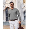 image:imageCOOFANDY Mens Knit Polo Sweater Long Sleeve Quarter Button Polo Shirts Casual Ribbed Collared Shirt Golf Pullover SweatersMedium Gray