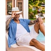image:imageCOOFANDY Mens Knit Shirt Short Sleeve Button Down Shirts Vintage Casual Summer Beach ShirtsBlue