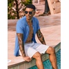 image:imageCOOFANDY Mens Knit Shirt Short Sleeve Button Down Shirts Vintage Casual Summer Beach ShirtsBlue