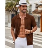 image:imageCOOFANDY Mens Knit Shirt Short Sleeve Button Down Shirts Vintage Casual Summer Beach ShirtsCaramel