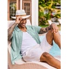 image:imageCOOFANDY Mens Knit Shirt Short Sleeve Button Down Shirts Vintage Casual Summer Beach ShirtsIce Green
