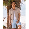 image:imageCOOFANDY Mens Knit Shirt Short Sleeve Button Down Shirts Vintage Casual Summer Beach ShirtsKhaki