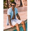 image:imageCOOFANDY Mens Knit Shirt Short Sleeve Button Down Shirts Vintage Casual Summer Beach ShirtsLight Blue