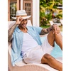 image:imageCOOFANDY Mens Knit Shirt Short Sleeve Button Down Shirts Vintage Casual Summer Beach ShirtsLight Blue