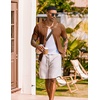 image:imageCOOFANDY Mens Knit Shirt Short Sleeve Button Down Shirts Vintage Casual Summer Beach ShirtsLight Brown