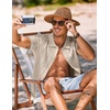 image:imageCOOFANDY Mens Knit Shirt Short Sleeve Button Down Shirts Vintage Casual Summer Beach ShirtsLight Coffee