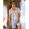 image:imageCOOFANDY Mens Knit Shirt Short Sleeve Button Down Shirts Vintage Casual Summer Beach ShirtsLight Coffee